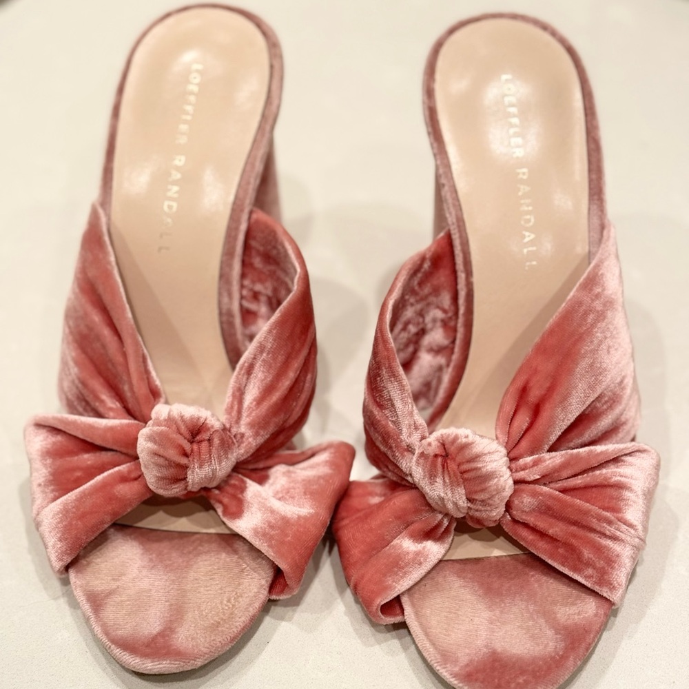 Loeffler Randal Pink Velvet Knotted Corrine Heels
